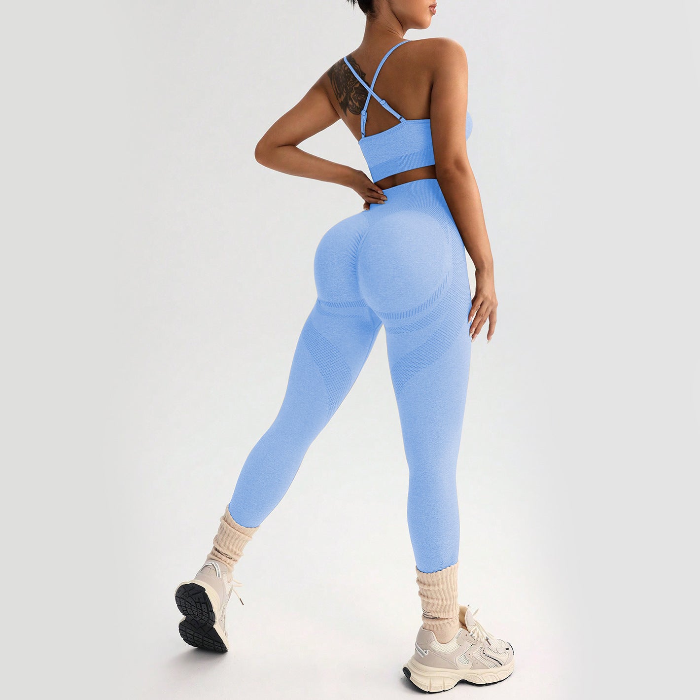 Comfortable Seamless Sling Sports Bra High Waist Yoga Leggings Activewear Set