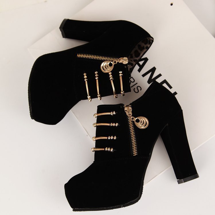 Gia Gold-Detail Platform Ankle Boots