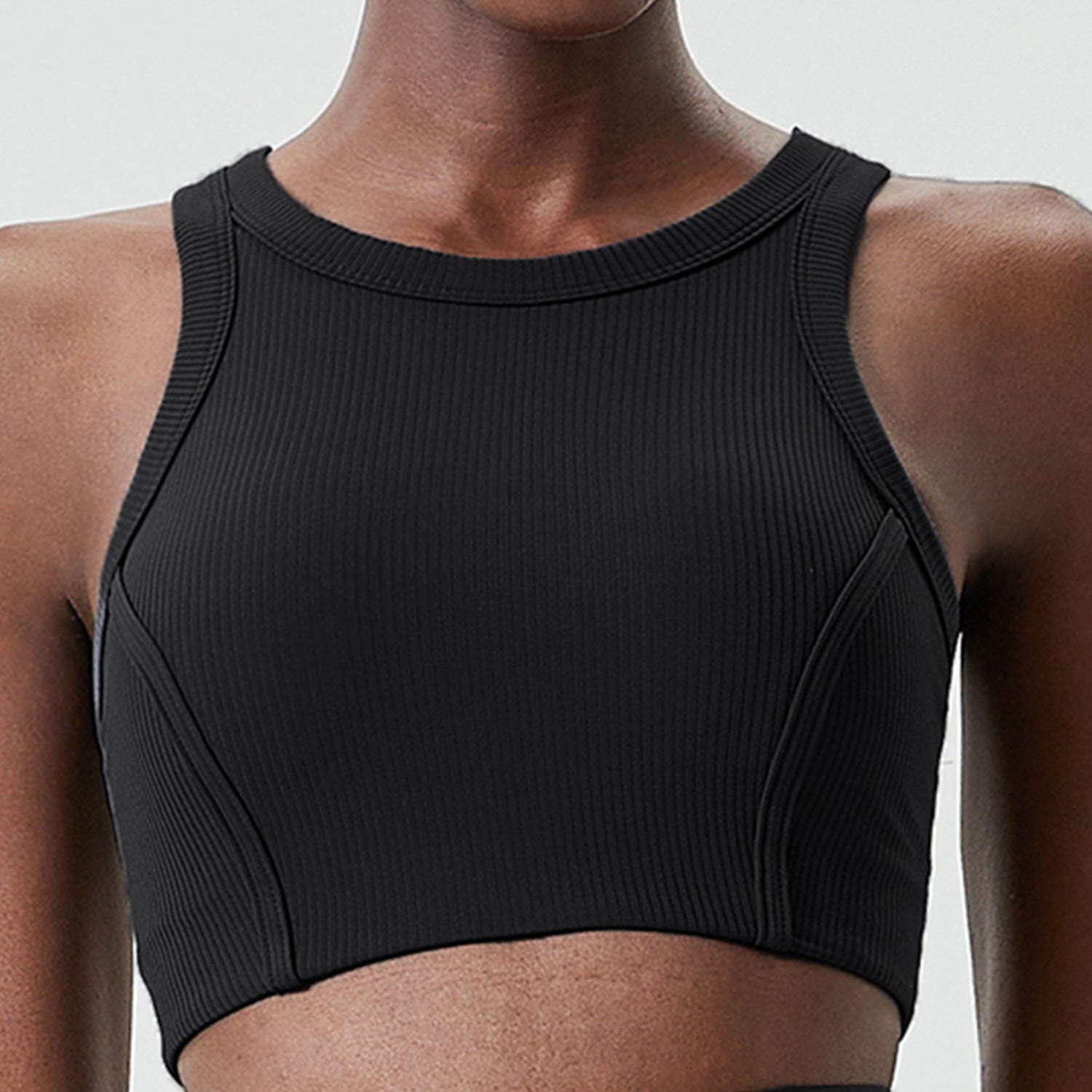 Comfortable Ribbed Longline Activewear Sports Bra for Yoga and Running Workouts