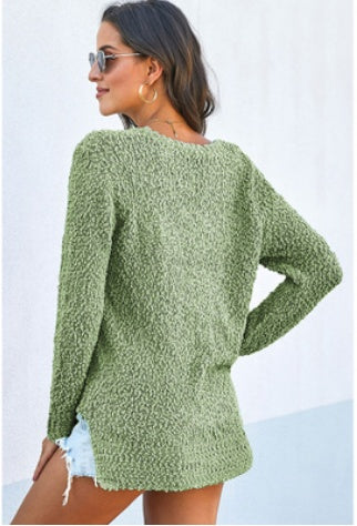 Comfortable Textured Knit V-Neck Pullover Sweater for Everyday Style