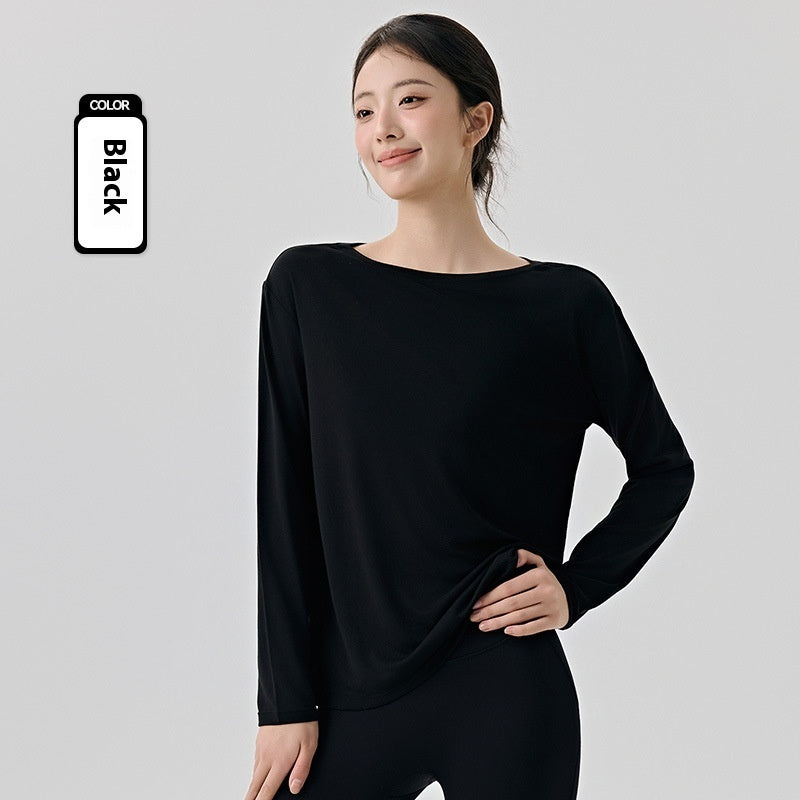 Soft Breathable Modal Blend Long Sleeve Active Top for Fitness and Everyday Comfort