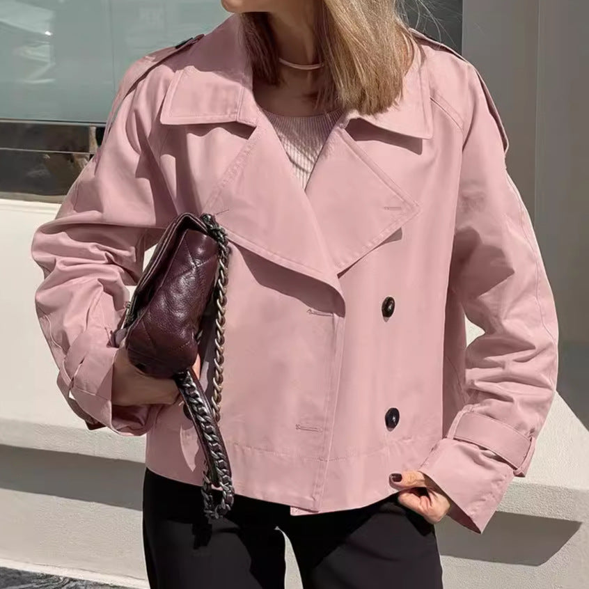 Audrey Pink Cropped Trench Coat