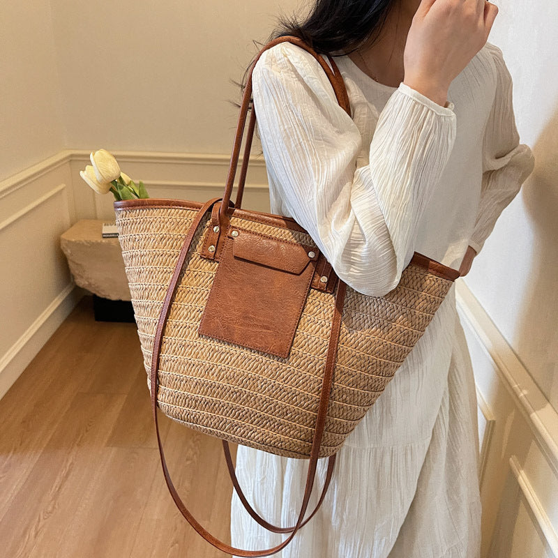 Chic Straw Woven Tote Bag for Summer & Beach - Women's Handbag
