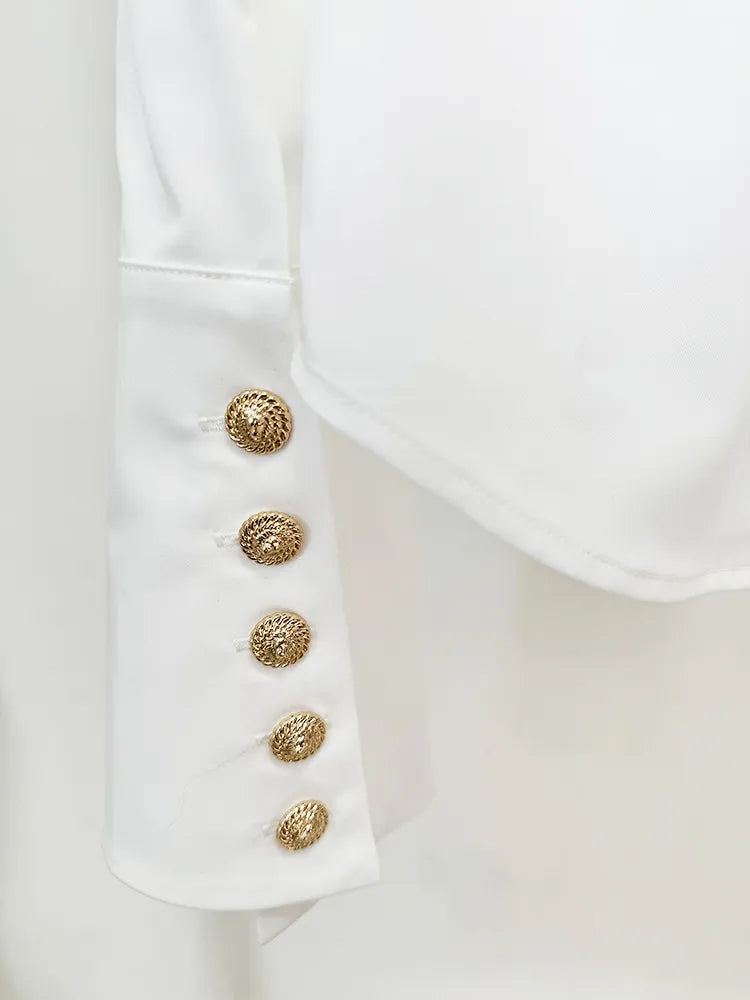 Crisp White Cotton Long Sleeve Button Down Blouse for Effortless Style