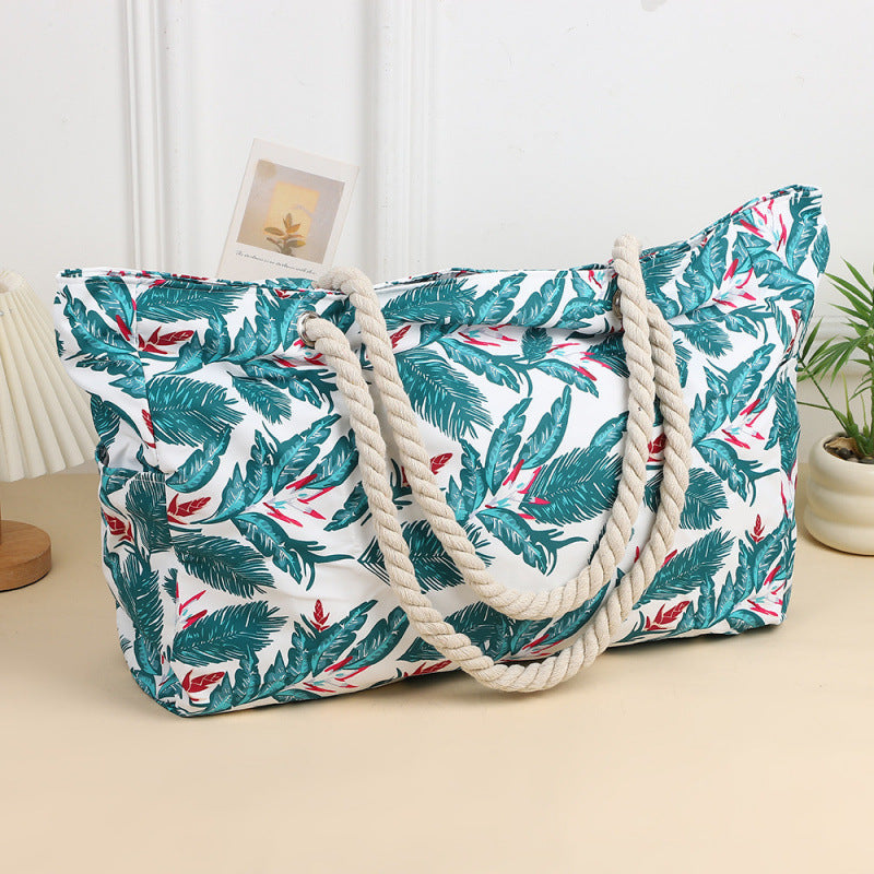 Large Canvas Beach Tote Bag for Women - Tropical & Versatile
