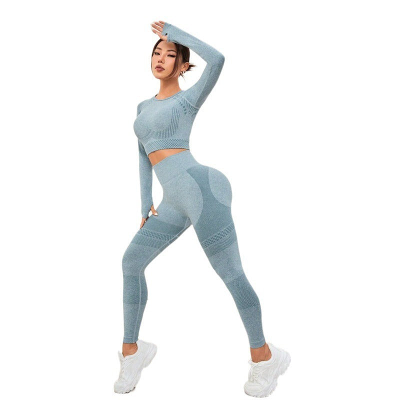 Seamless Super Stretch Long Sleeve Crop Top and Leggings Activewear Set