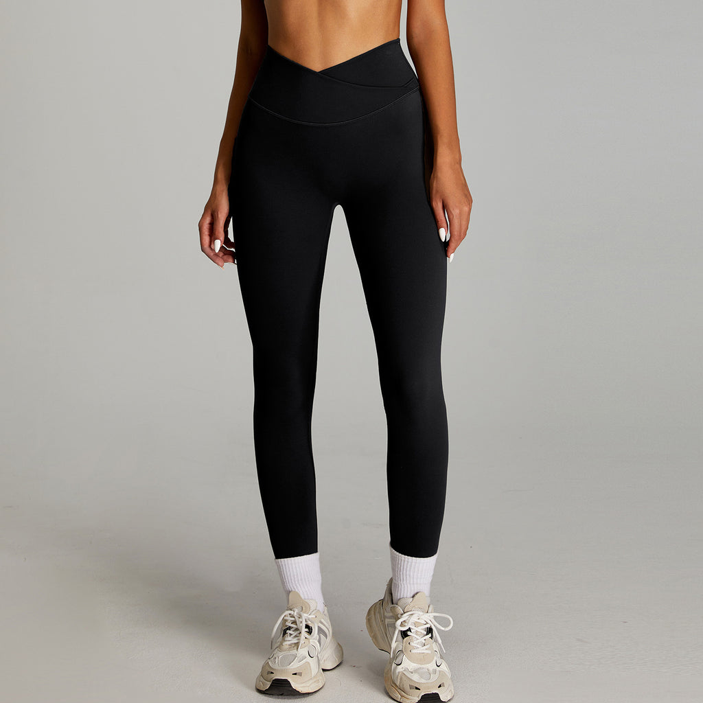 Nude Feel Cross Waist Fitness Leggings - Quick Dry & Butt Lift