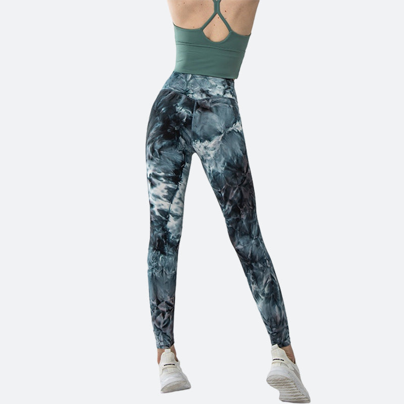 High Waisted Tie Dye Printed Elastic Running and Fitness Yoga Leggings