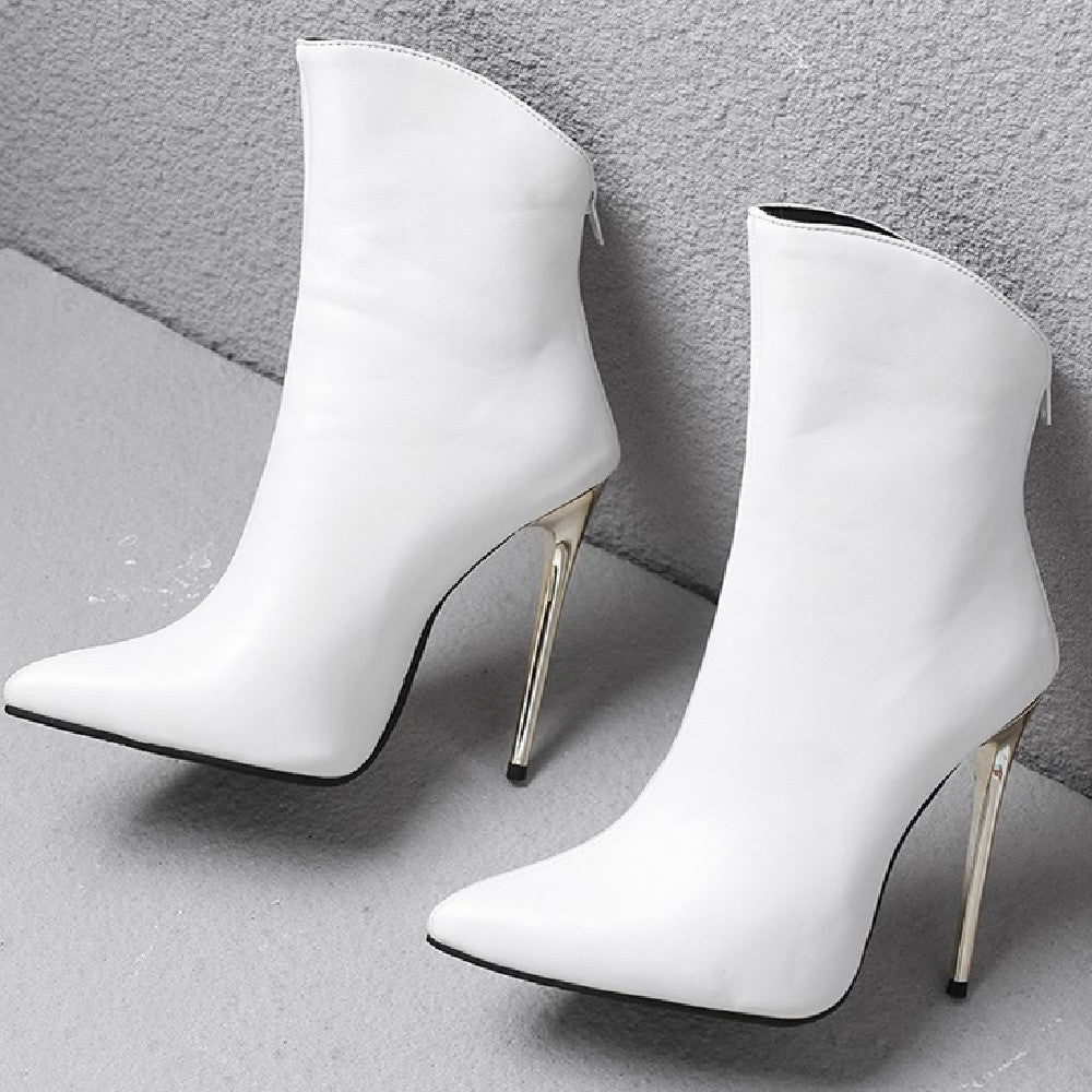Sleek Suede Pointed Toe Stiletto Ankle Boots