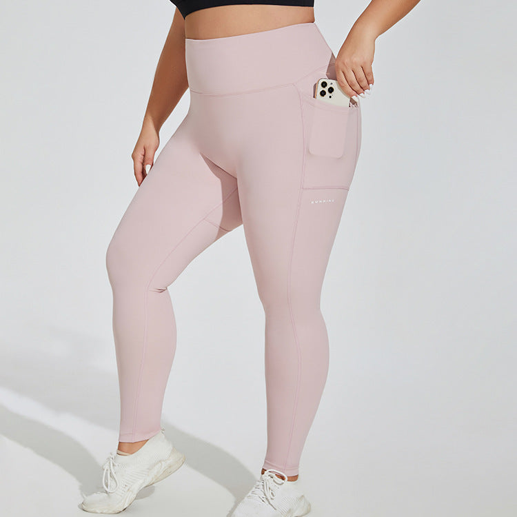 Women's Plus Size High-Waist Sports Leggings with Pockets - Quick Dry