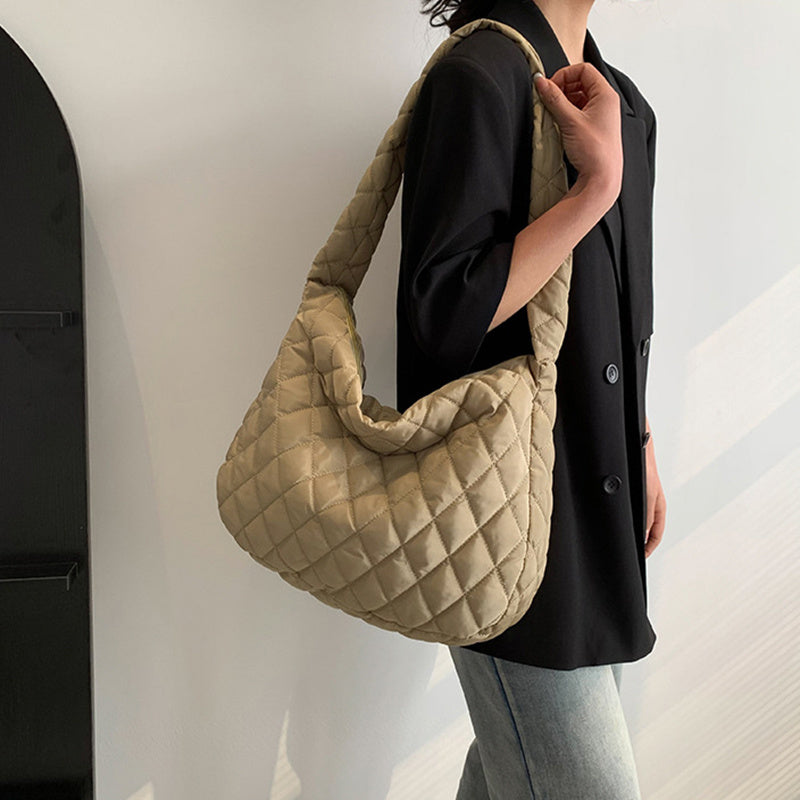 Chic Quilted Puffer Crossbody Bag for Women - Stylish Shoulder Handbag