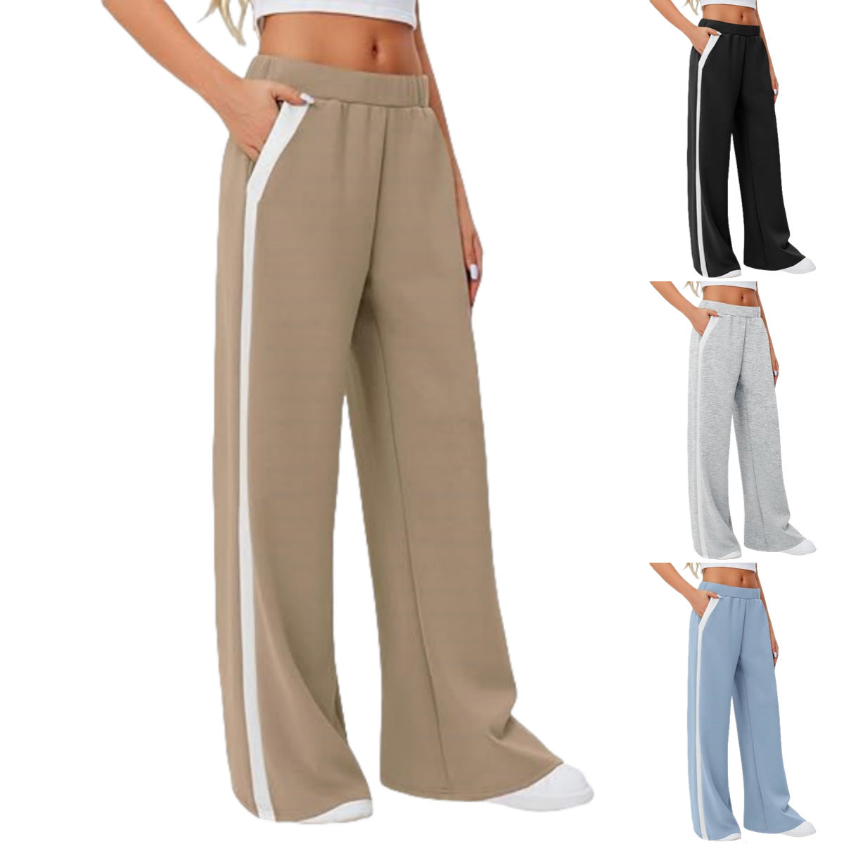 Comfort Fit High Waist Wide Leg Cotton Casual Pants