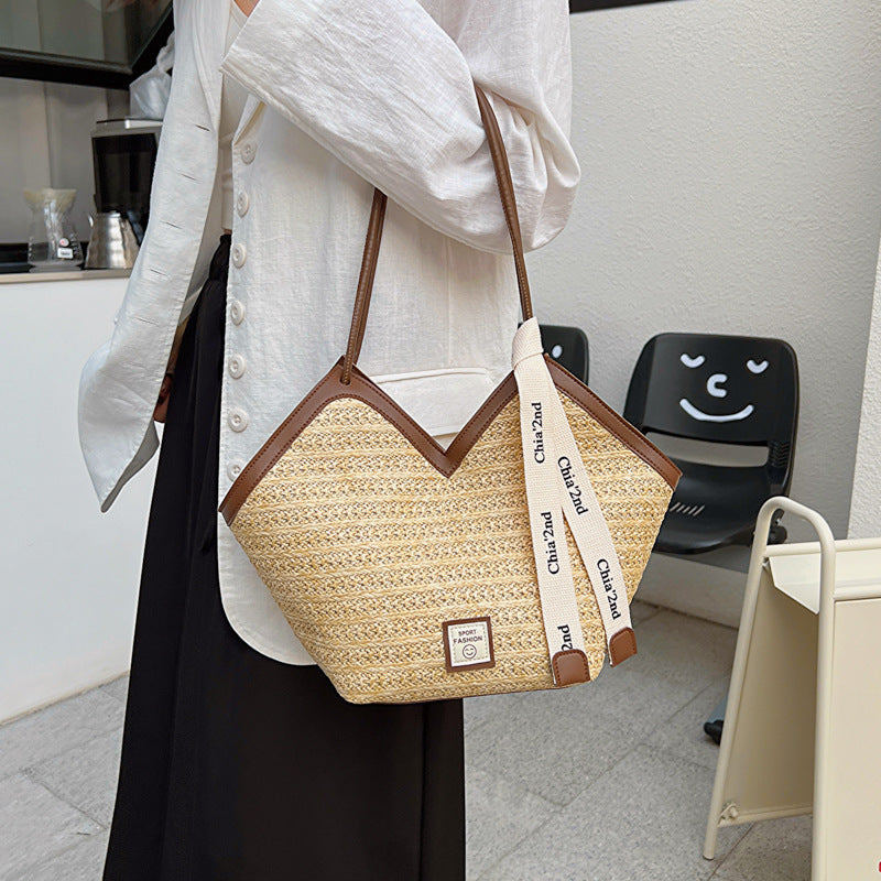 Chic Straw Tote Bag - Large Capacity Commuter Handbag