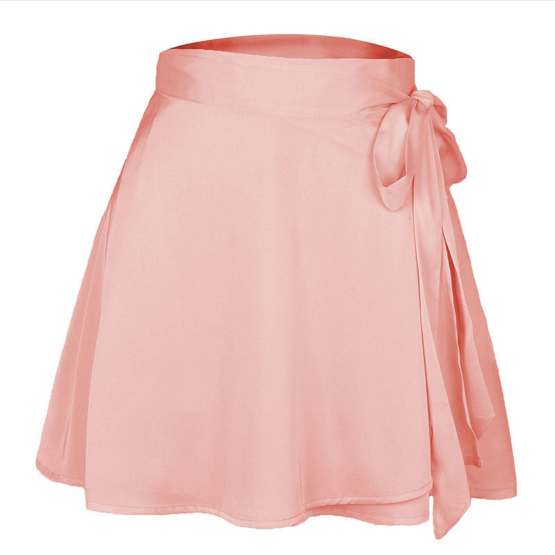 Elegant High Waist Satin A-Line Wrap Mini Skirt Flowy Summer Essential