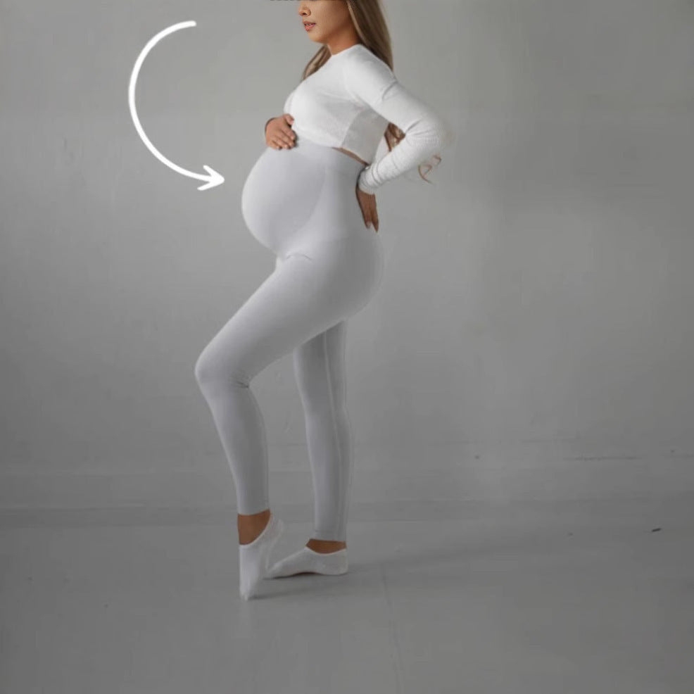 Seamless High Waist Maternity Yoga Cropped Leggings