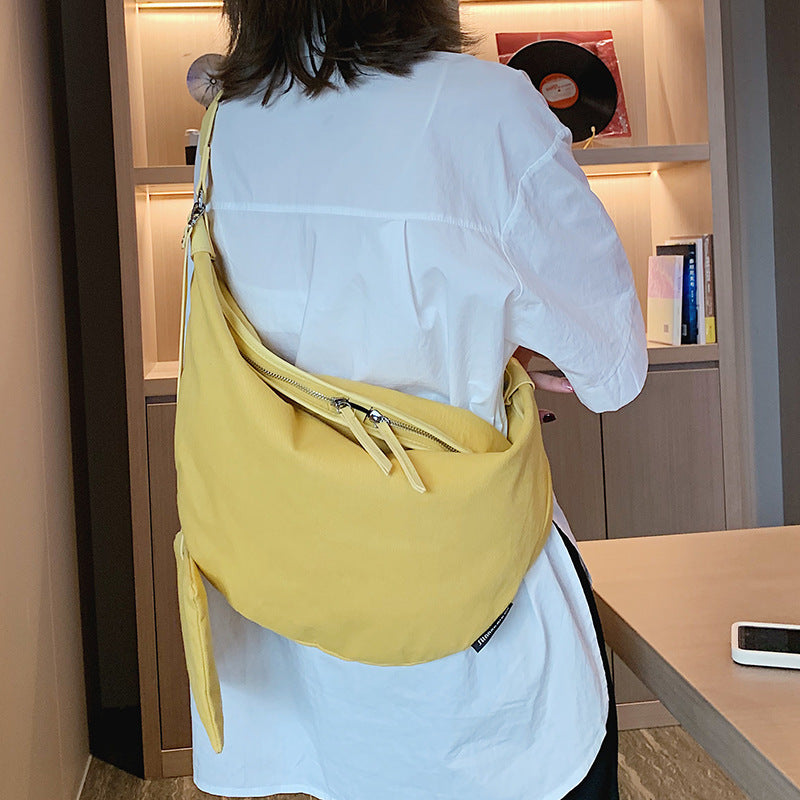 Chic Canvas Crossbody Bag for Women - Fashionable Dumpling Purse