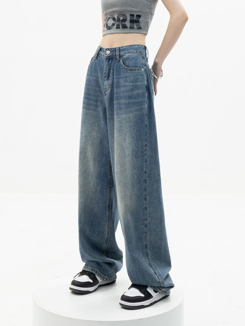 Women's High Waist Loose Wide Leg Denim Jeans