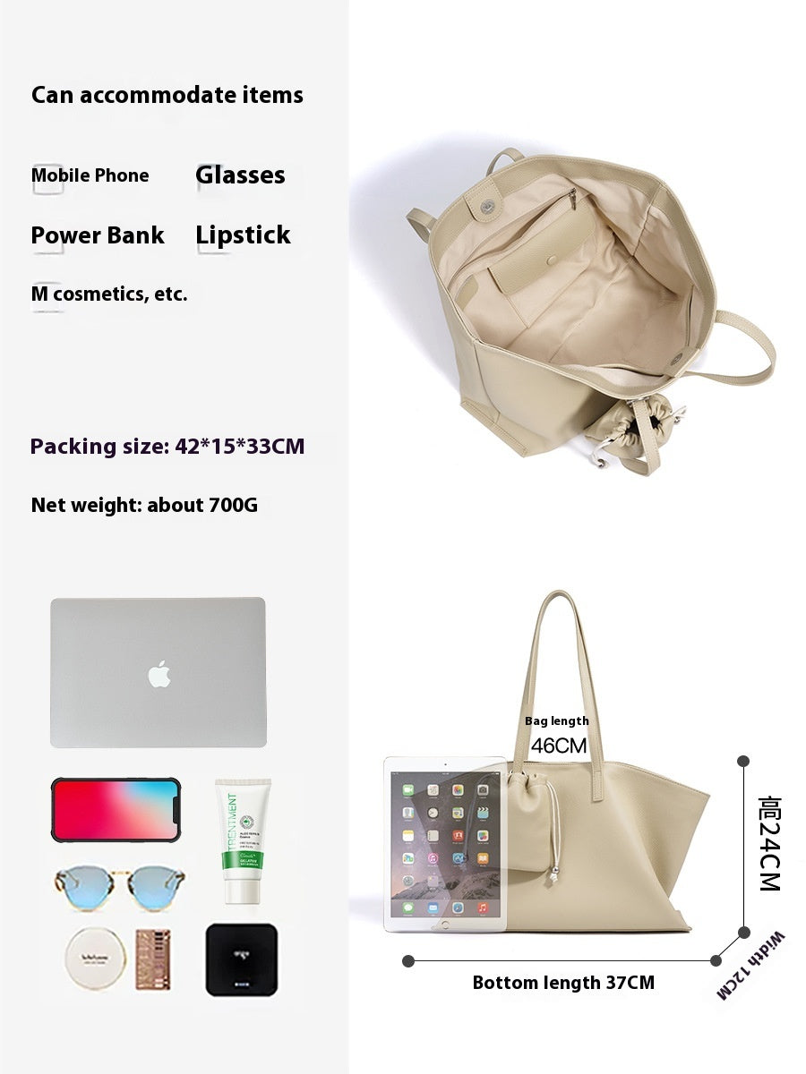 Versatile Genuine Leather Large Capacity Shoulder Tote Bag for Everyday Style