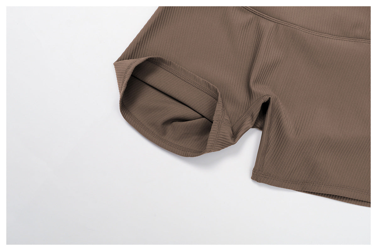 High Waist Ribbed Sculpting Yoga Shorts for Enhanced Performance