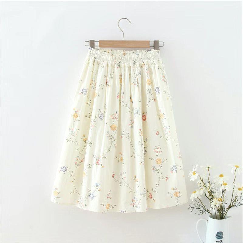 Chic Flowy Floral Print Pleated Elastic Waist Mini Skirt