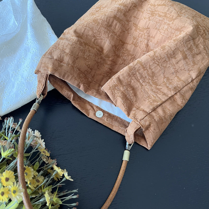 Jacquard Shoulder Bag - Cotton & Leather