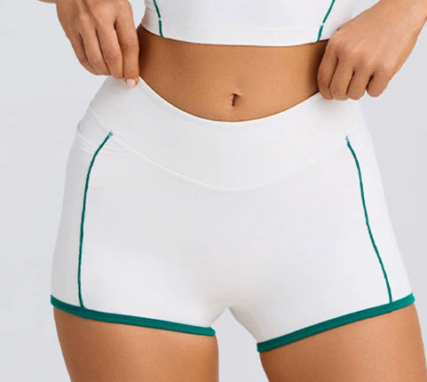 High Elastic Spaghetti Strap Crop Top and Shorts Fitness Activewear Set