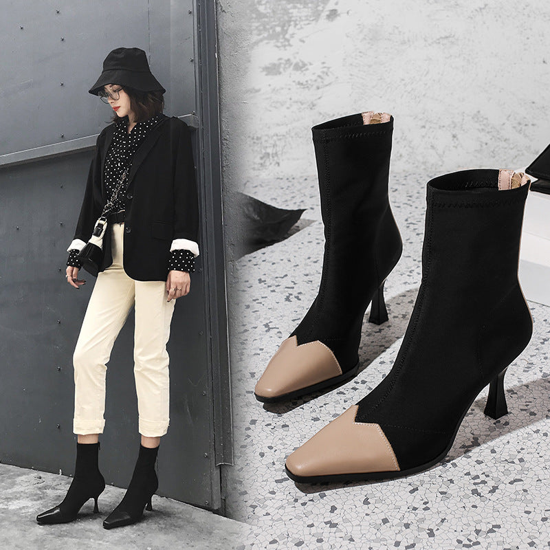 Elegant Stiletto Sock Ankle Boots