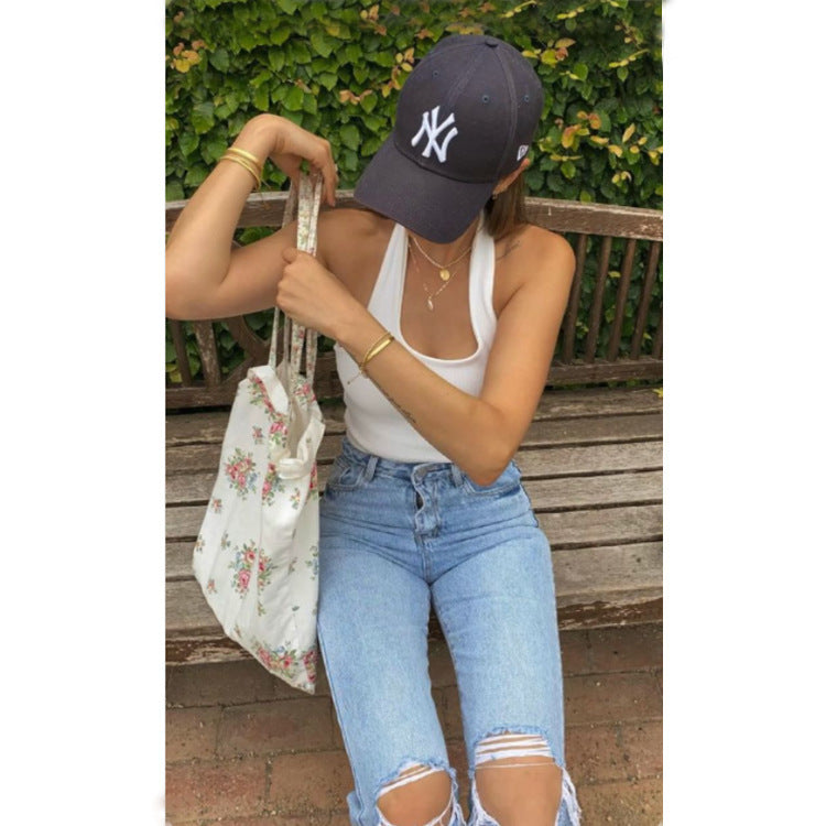 High Waist Ripped Wide Leg Light Wash Denim Jeans