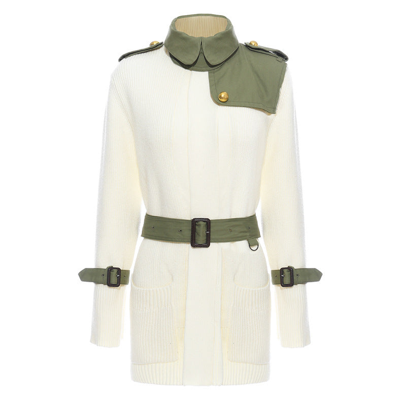 Sofia Color Block Knit Trench Coat