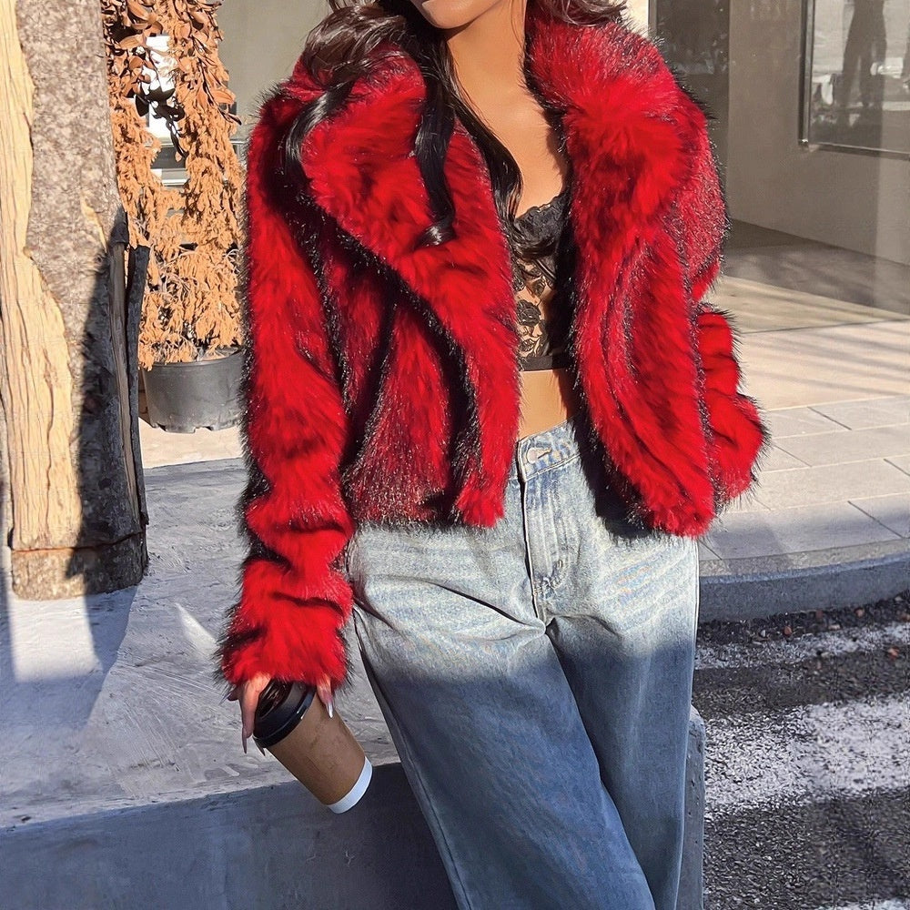Luxurious Warm Faux Fur Cropped Jacket for Winter Style