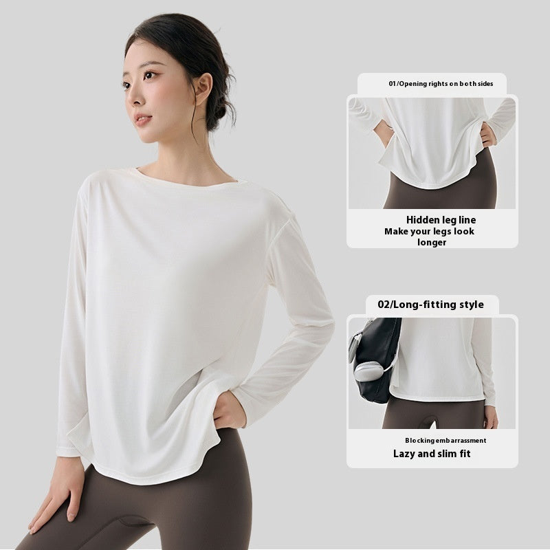 Soft Breathable Modal Blend Long Sleeve Active Top for Fitness and Everyday Comfort