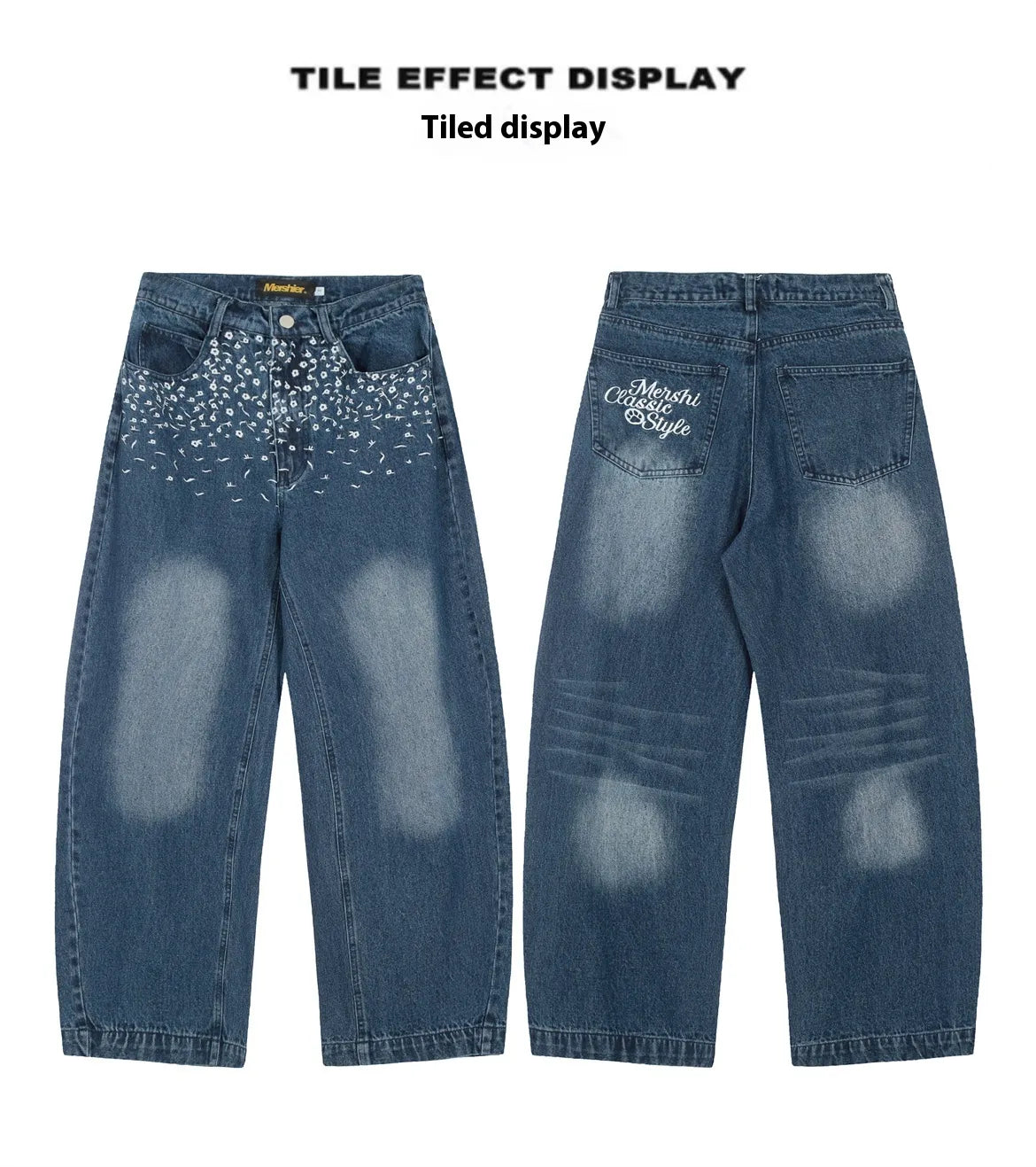 Women's Vintage Embroidered Wide-Leg Jeans