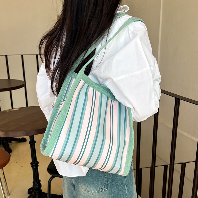 Women's Striped Fashion Tote Bag - Large Capacity & Chic