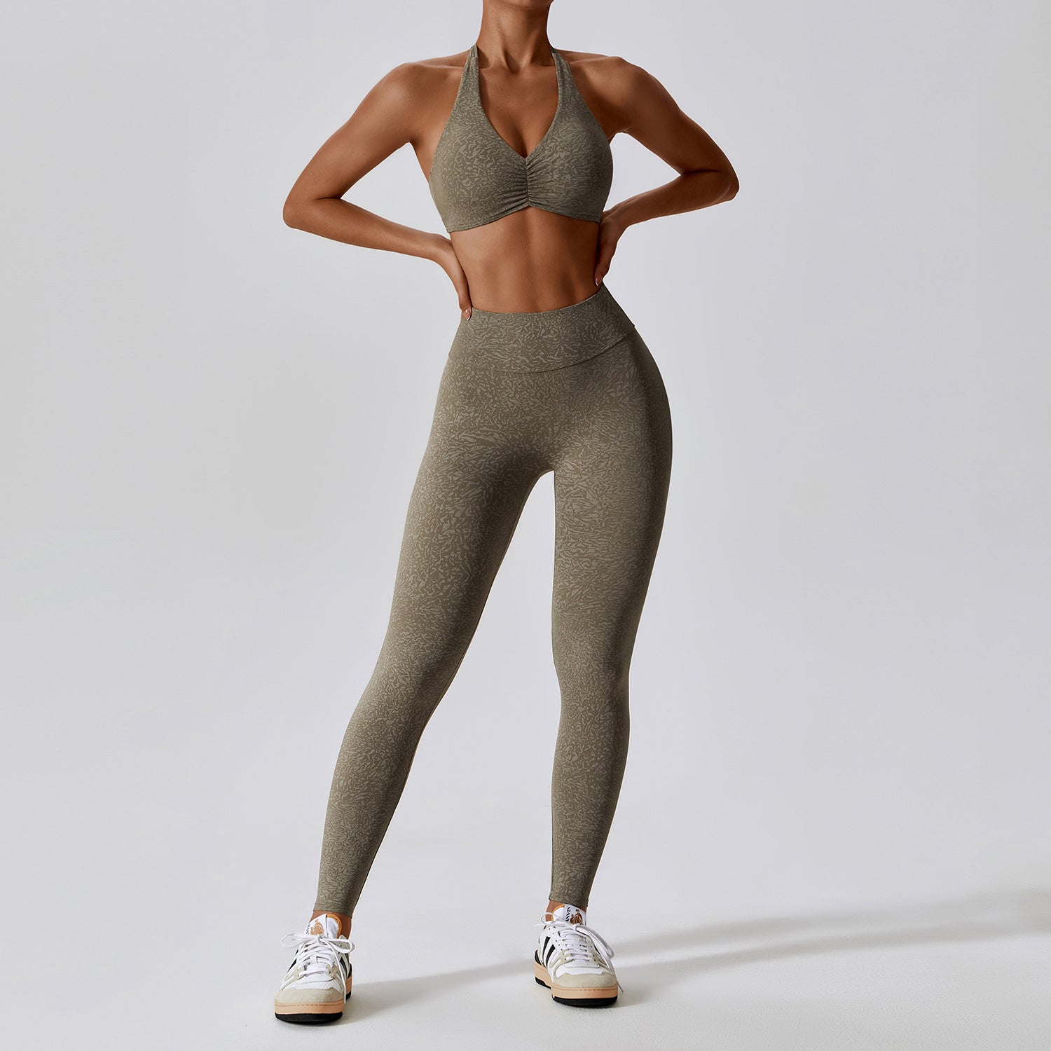 Nude Feel Floral Print Quick Dry Yoga and Workout Activewear Set