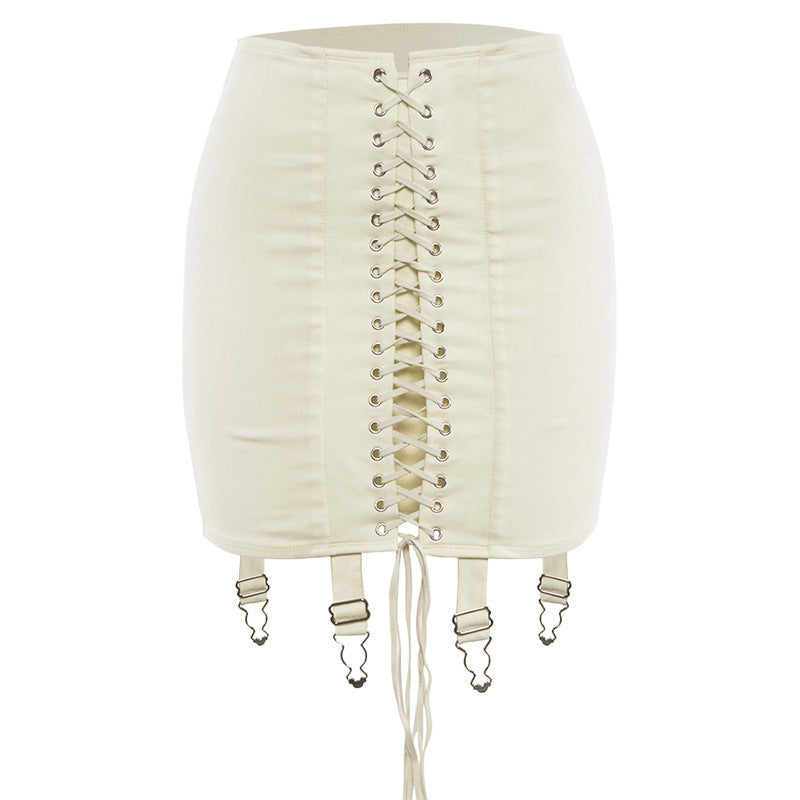 Chic High Waist Lace Up Garter Detail Mini Skirt for a Daring Look