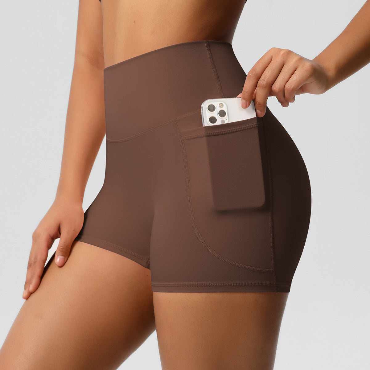 Comfortable High Waisted Athletic Shorts with Handy Side Pockets for Workouts