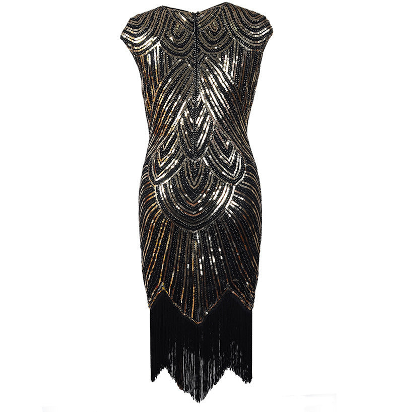 Elegant 1920s Flapper Sequin Fringe Dress - Gatsby Party Cocktail