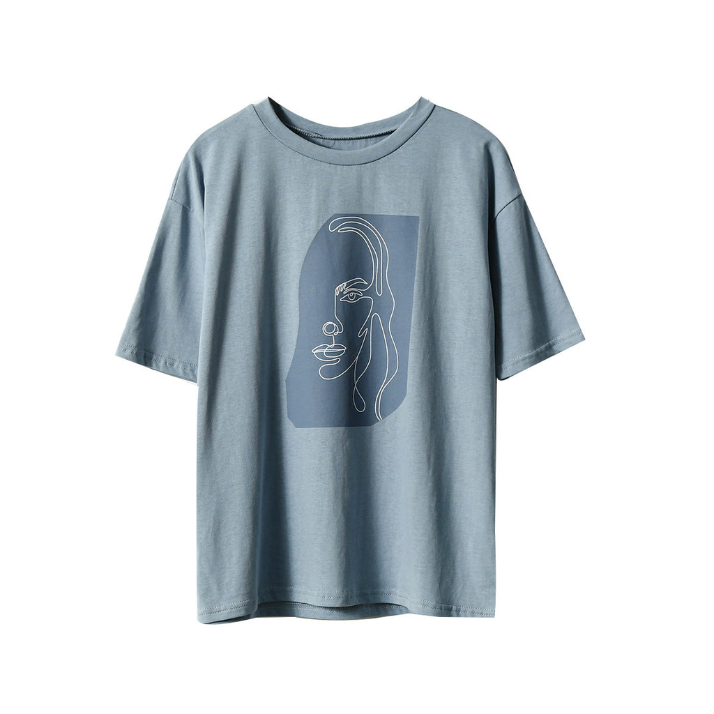 Abstract Line Art Cotton T-Shirt | Modern Women's Graphic Tee