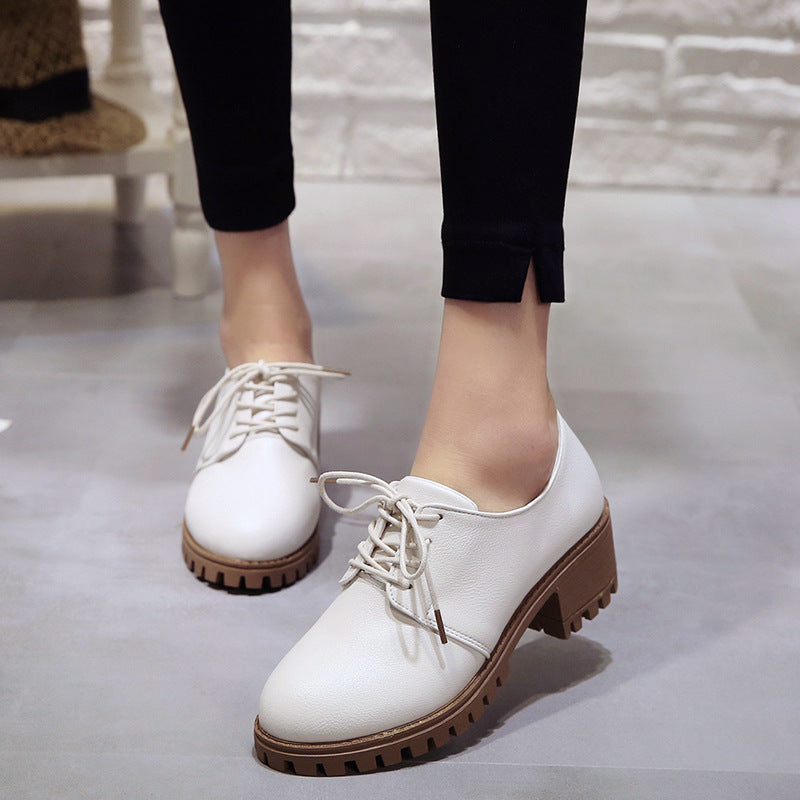 Stylish Women's Chunky Lace-Up Oxford Shoes with Block Heel