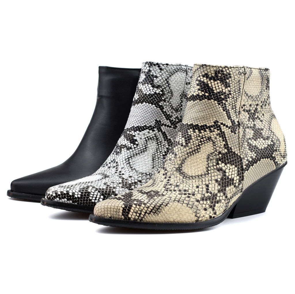 Serpent Chic Faux Leather Ankle Boots