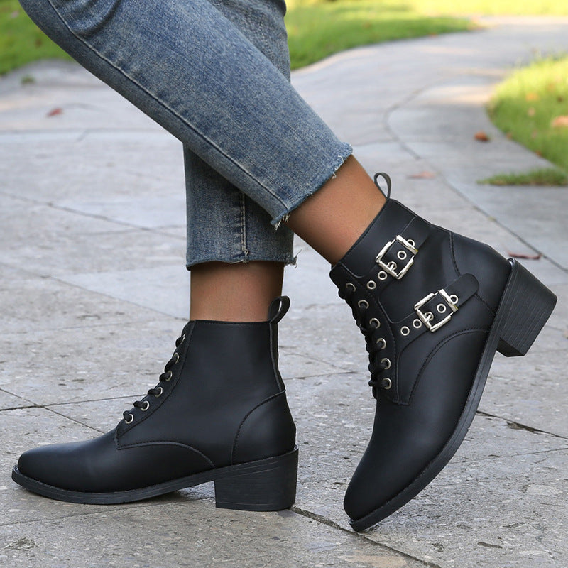 Ryder Buckle & Lace Ankle Boots