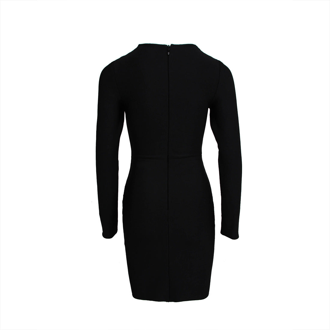 Sleek Black Long Sleeve Party Mini Dress with Dazzling Mesh Detail