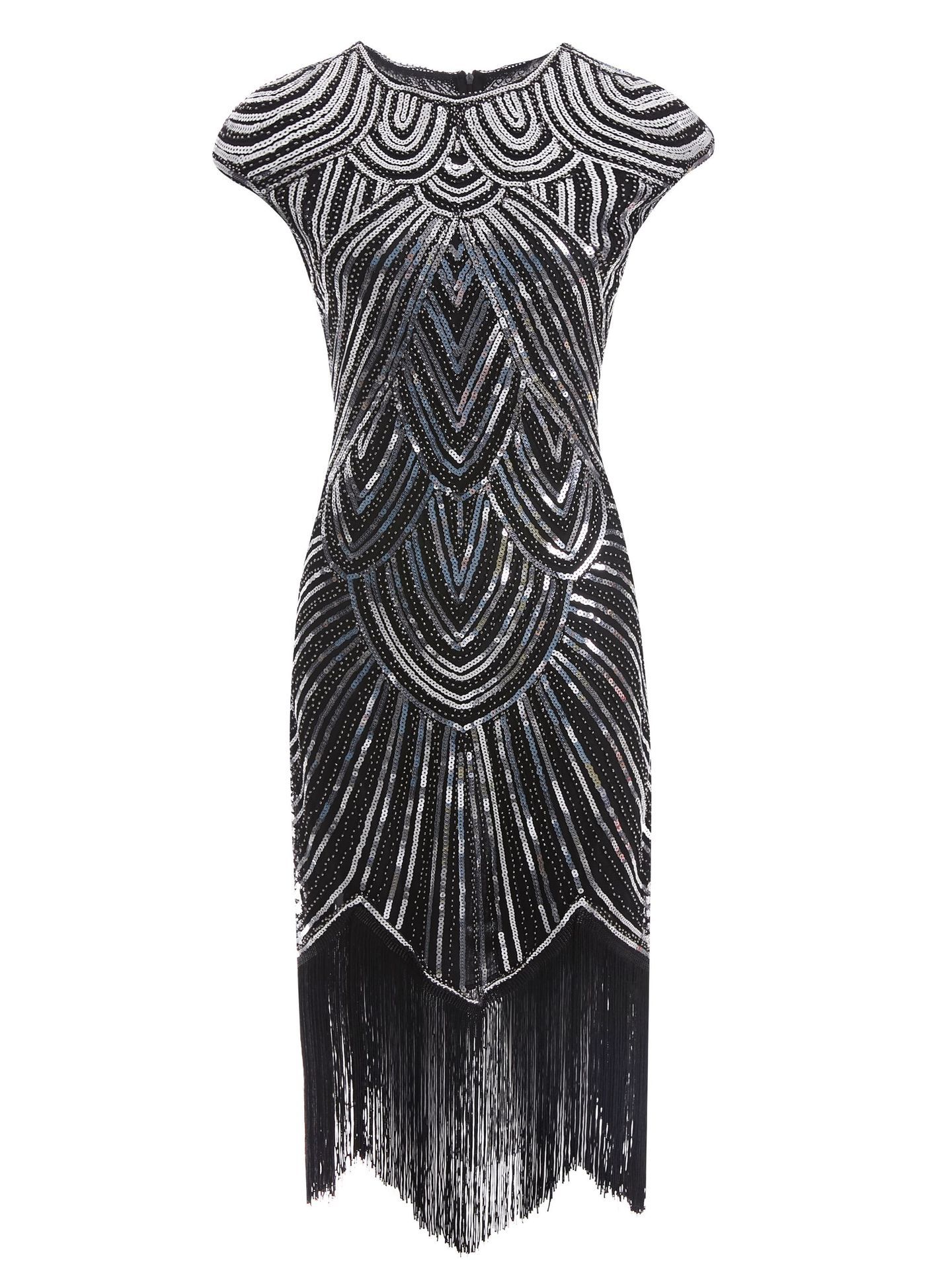 Elegant 1920s Flapper Sequin Fringe Dress - Gatsby Party Cocktail
