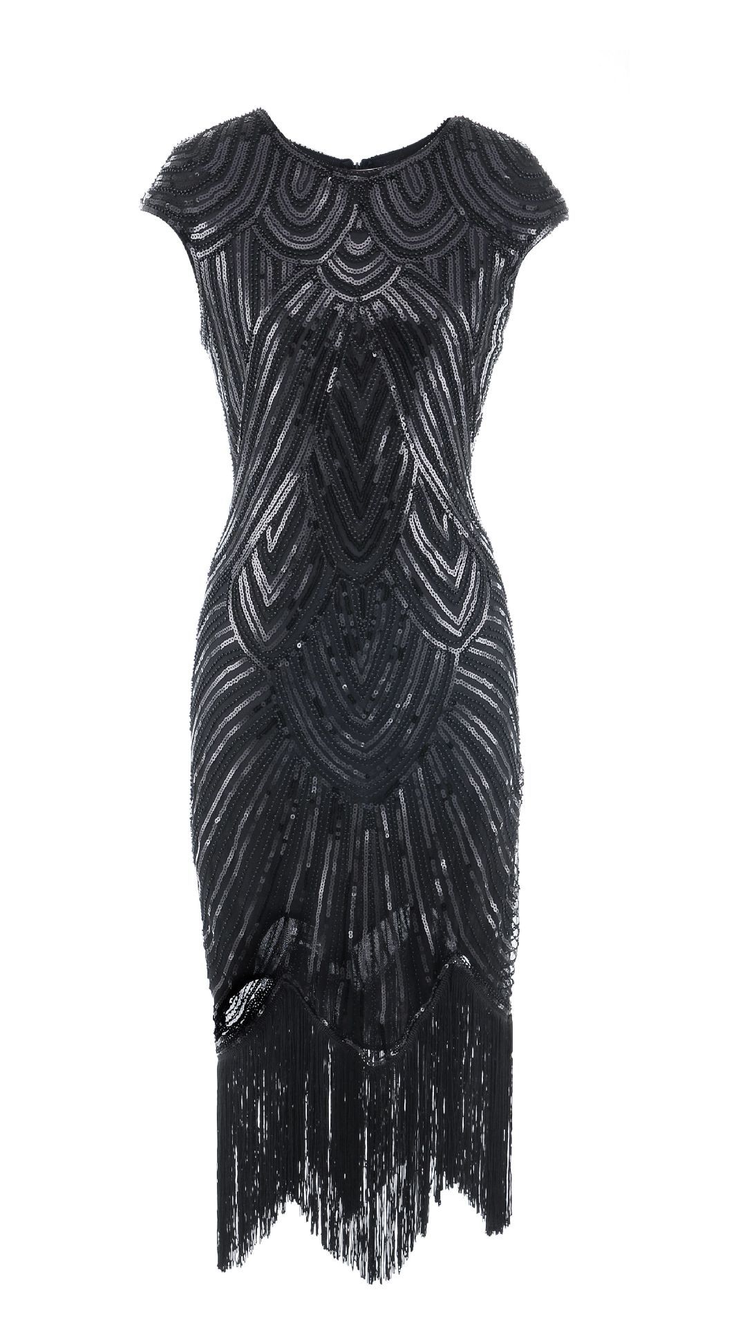 Elegant 1920s Flapper Sequin Fringe Dress - Gatsby Party Cocktail