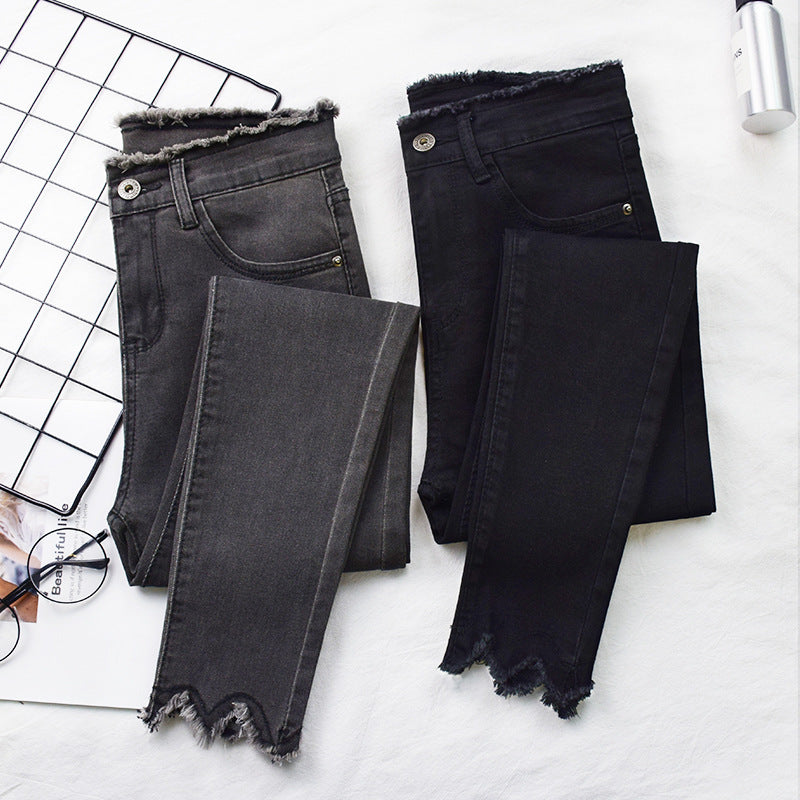 High-Rise Cropped Skinny Jeans - Frayed Hem