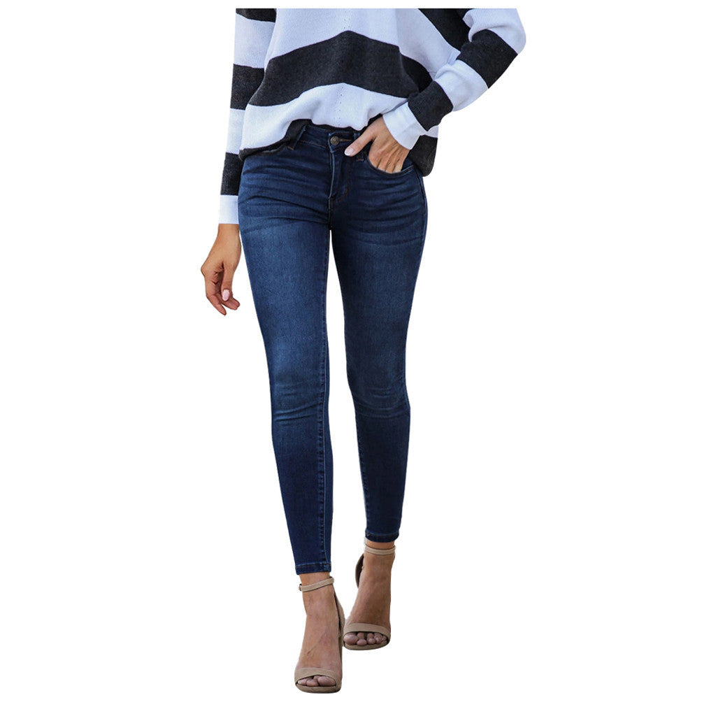 Women's Slim Fit Cropped Denim Jeans - Everyday Style