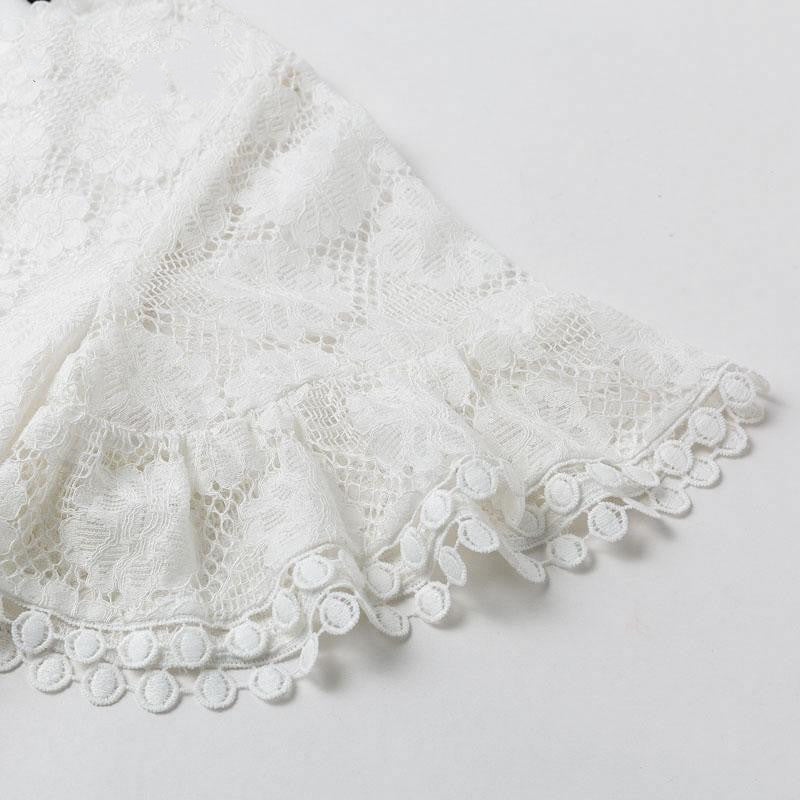 Elegant White Lace Wrap Mini Dress - Perfect for Summer