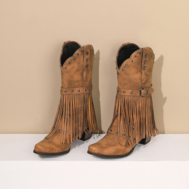 Stella Fringed Western Boots