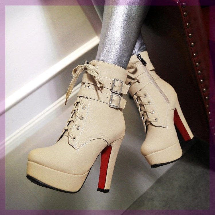 Chic Lace-Up Platform Ankle Boots