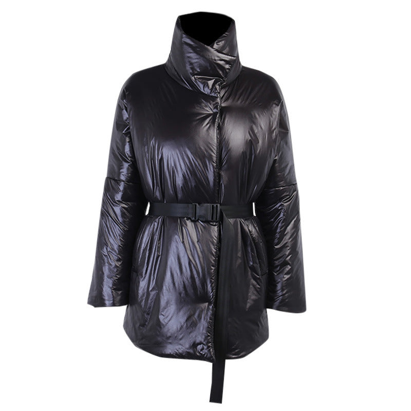Aria Belted Funnel Neck Puffer Jacket